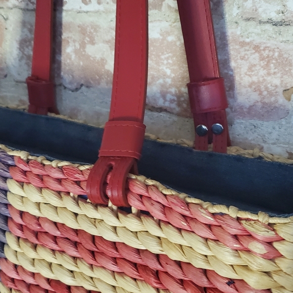 Vintage Patriotic Straw Tote Bag with the American Flag By Straw Studios - Picture 3 of 8